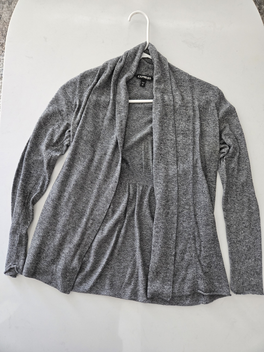 Express Women's Heather Gray Open Drape Cardigan